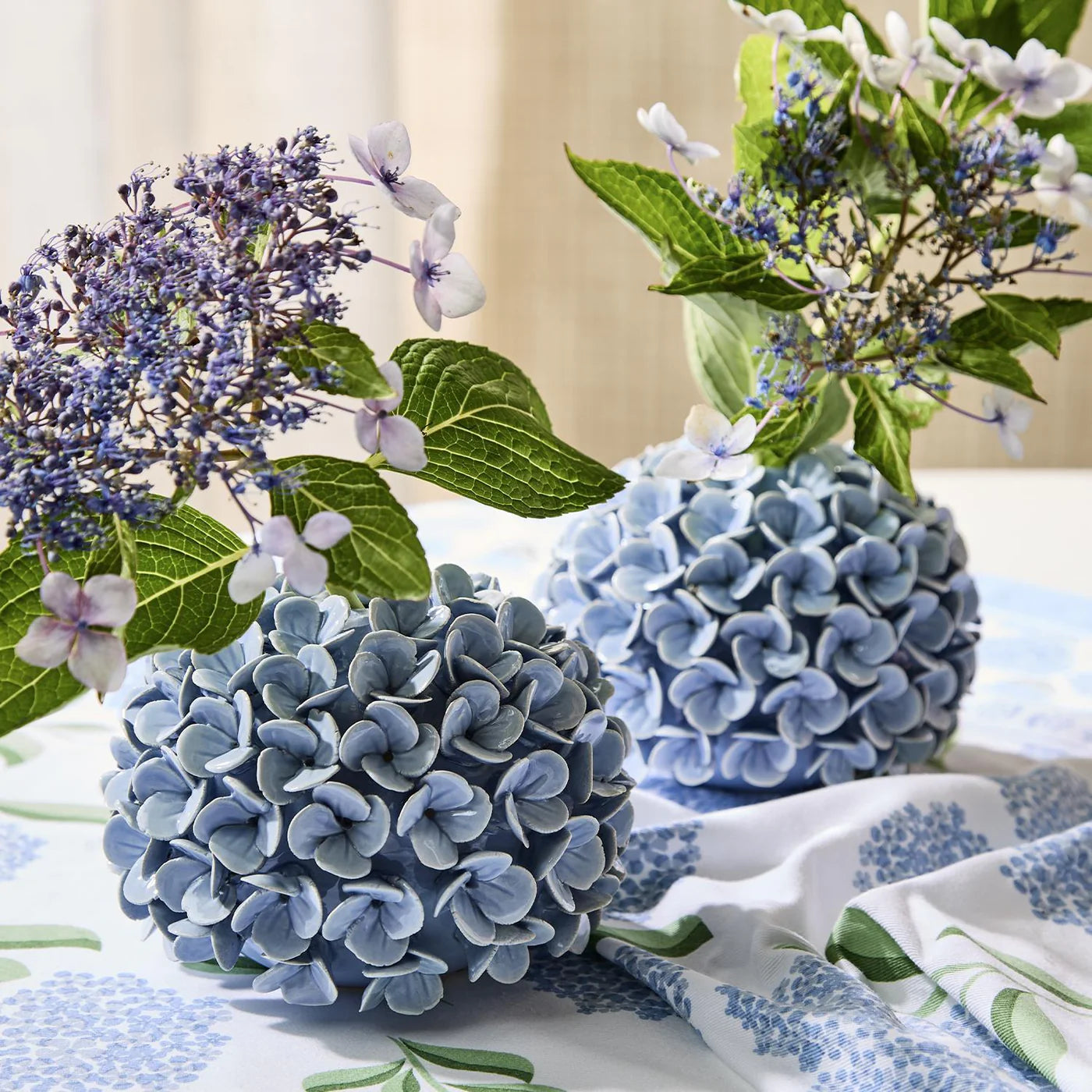 Candlestick - Hydrangea Flower - Set of 2