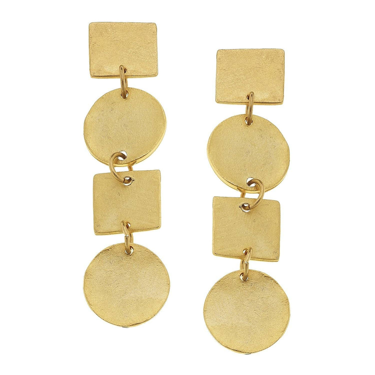 24k Gold-Plated Geometric Drop Earrings - 2.5-Inch Tiered Design