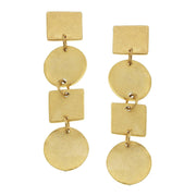 24k Gold-Plated Geometric Drop Earrings - 2.5-Inch Tiered Design
