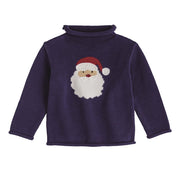 Navy Santa Rollneck Sweater - Festive Holiday Pullover, Large (4T-5T)