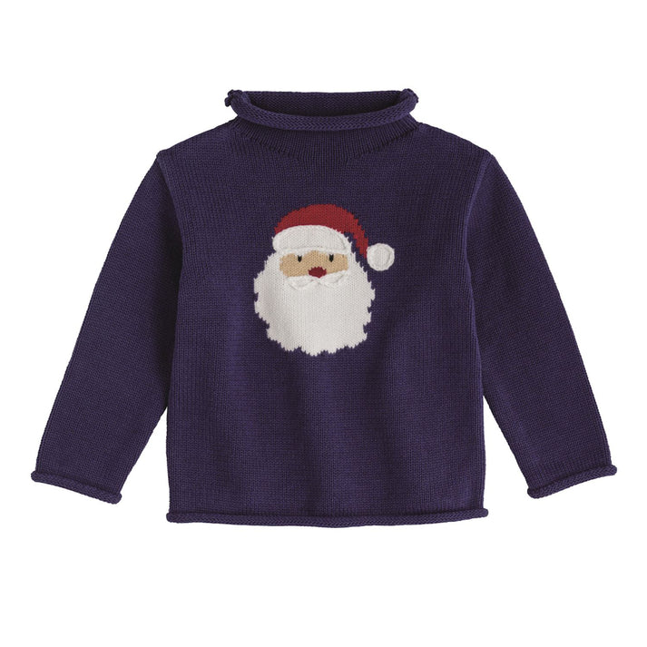 Navy Santa Rollneck Sweater - Festive Holiday Pullover, Medium (2T-3T)