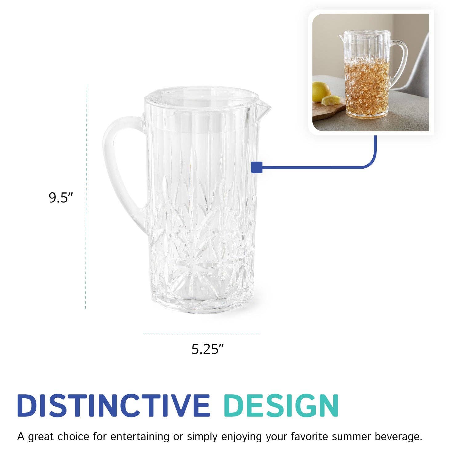 2.5-Liter Acrylic Carved Pitcher - Sangria & Iced Tea Server