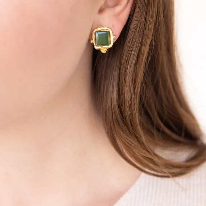 Charlotte Studs Emerald Green - Everyday Earrings