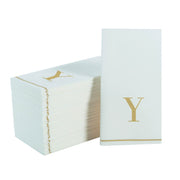 Letter Y Gold Monogram Paper Disposable Dinner Napkins | 14 Napkins