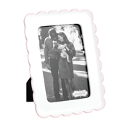 Pink Scalloped Resin Picture Frame - Hand-Painted 4 x 6 Photo Display
