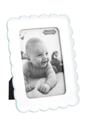 Blue Scalloped Resin Picture Frame - Hand-Painted 4 x 6 Photo Display