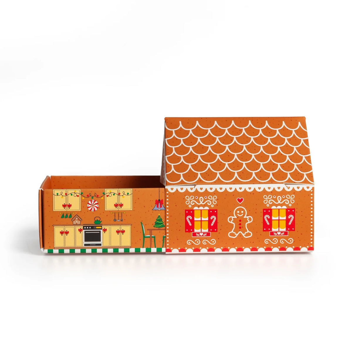 Gingerbread Matchbox Cottage with Matches - Tiny Holiday Decor