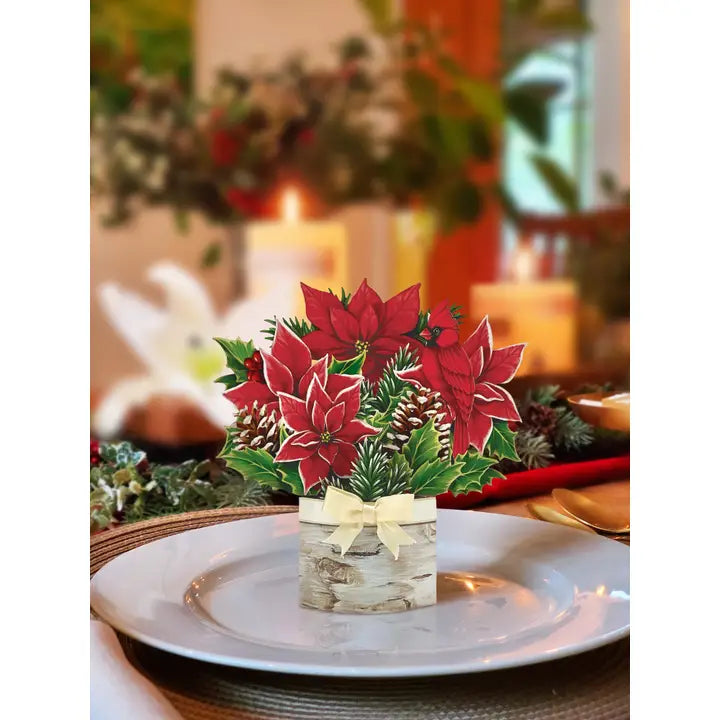 Seasonal - Mini Pop Up Card - Birch Poinsettia