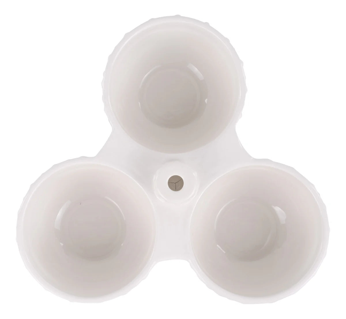 White bowl trio on a white background