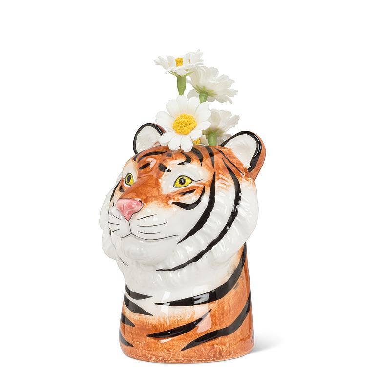 Tiger Bud Vase - Animal-Inspired Shelf & Table Decor