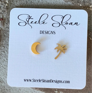 Jewelry - Earrings - Palmetto Tree and Moon - Gold