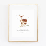 Deer Watercolor Scripture Print - Joshua 1:9 Christian Wall Art, 8x10