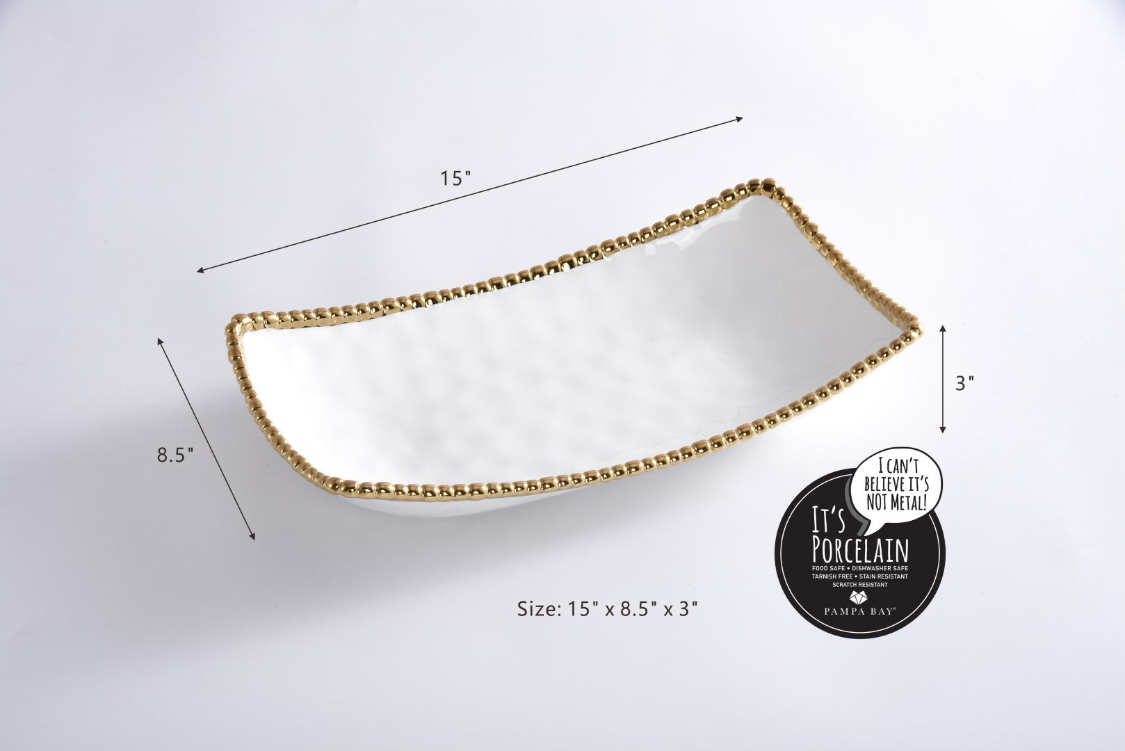 Server - Rectangular Deep - White and Gold