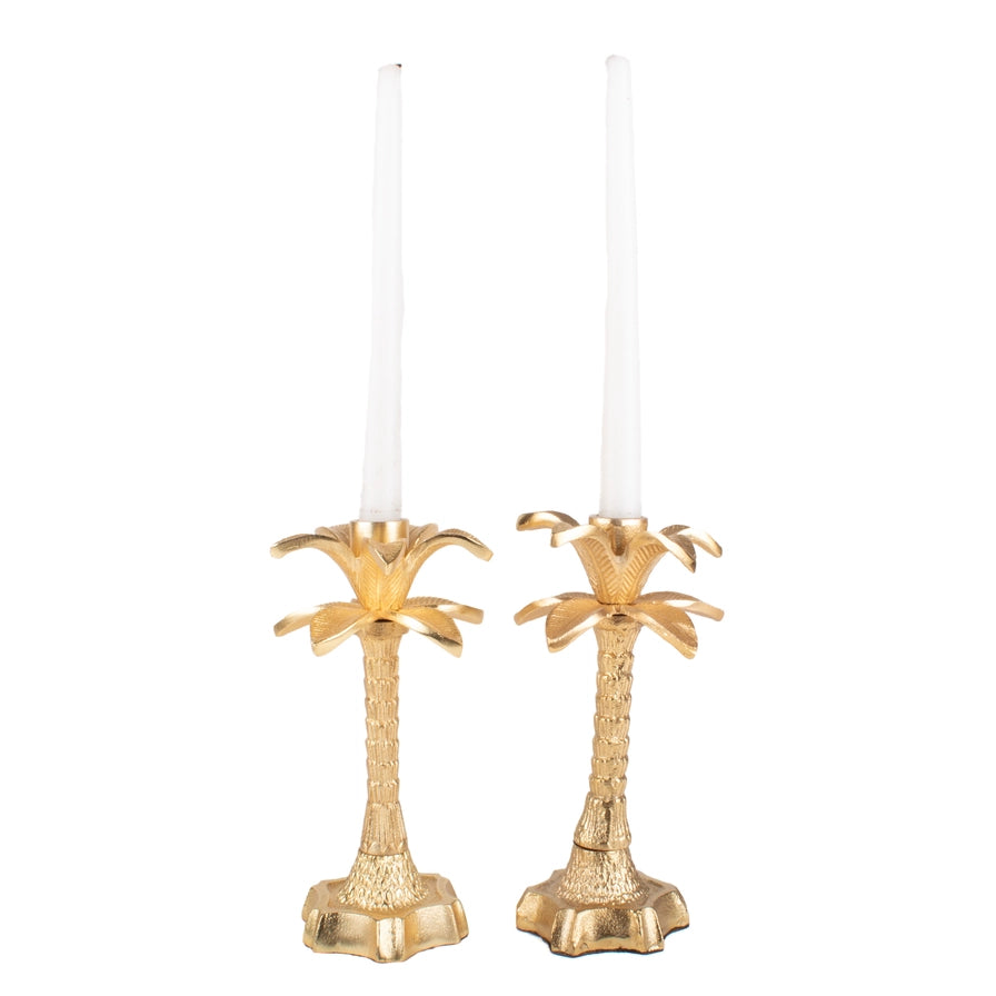 Candlestick - Gold Palm Set