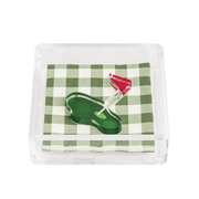 Golf napkin weight on checkered napkin