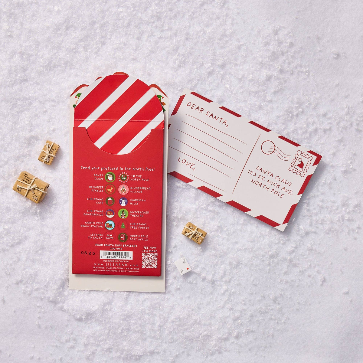 Handmade Clay Bead Stretch Bracelet - Dear Santa Kids Christmas Bracelet with Postcard