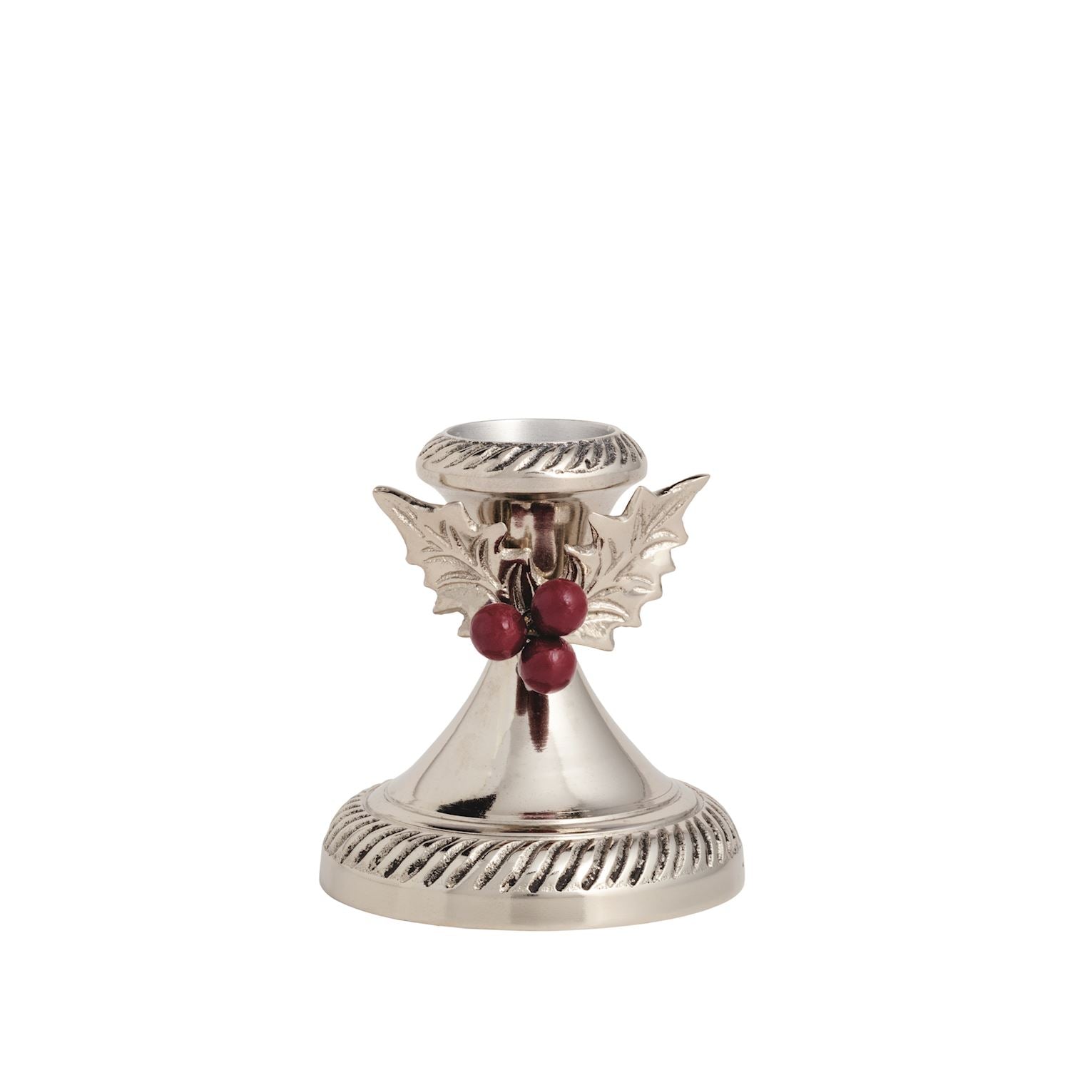 Seasonal - Holly Candlestick - Small - Aluminum