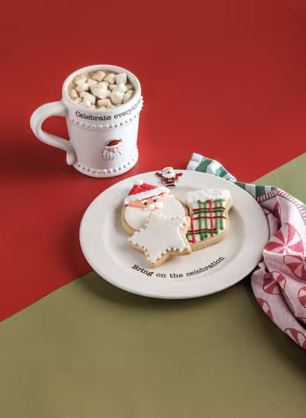 White Ceramic Holiday Plate Set with 4 Magnetic Charms