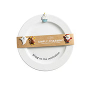 White Ceramic Holiday Plate Set with 4 Magnetic Charms