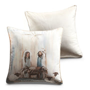 Ivory Holy Family Throw Pillow - 18-Inch Nativity Christmas Decor