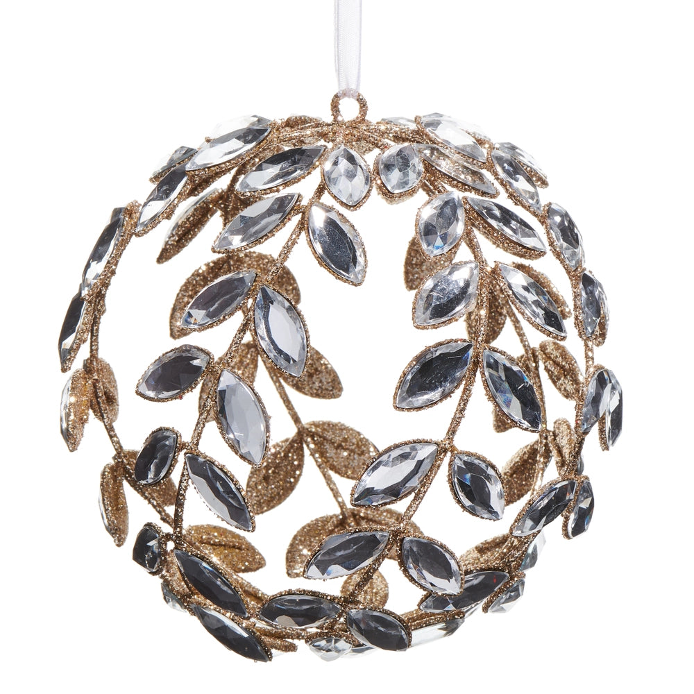 Clear Jeweled Vine Ball Christmas Ornament - 4.5 Inch