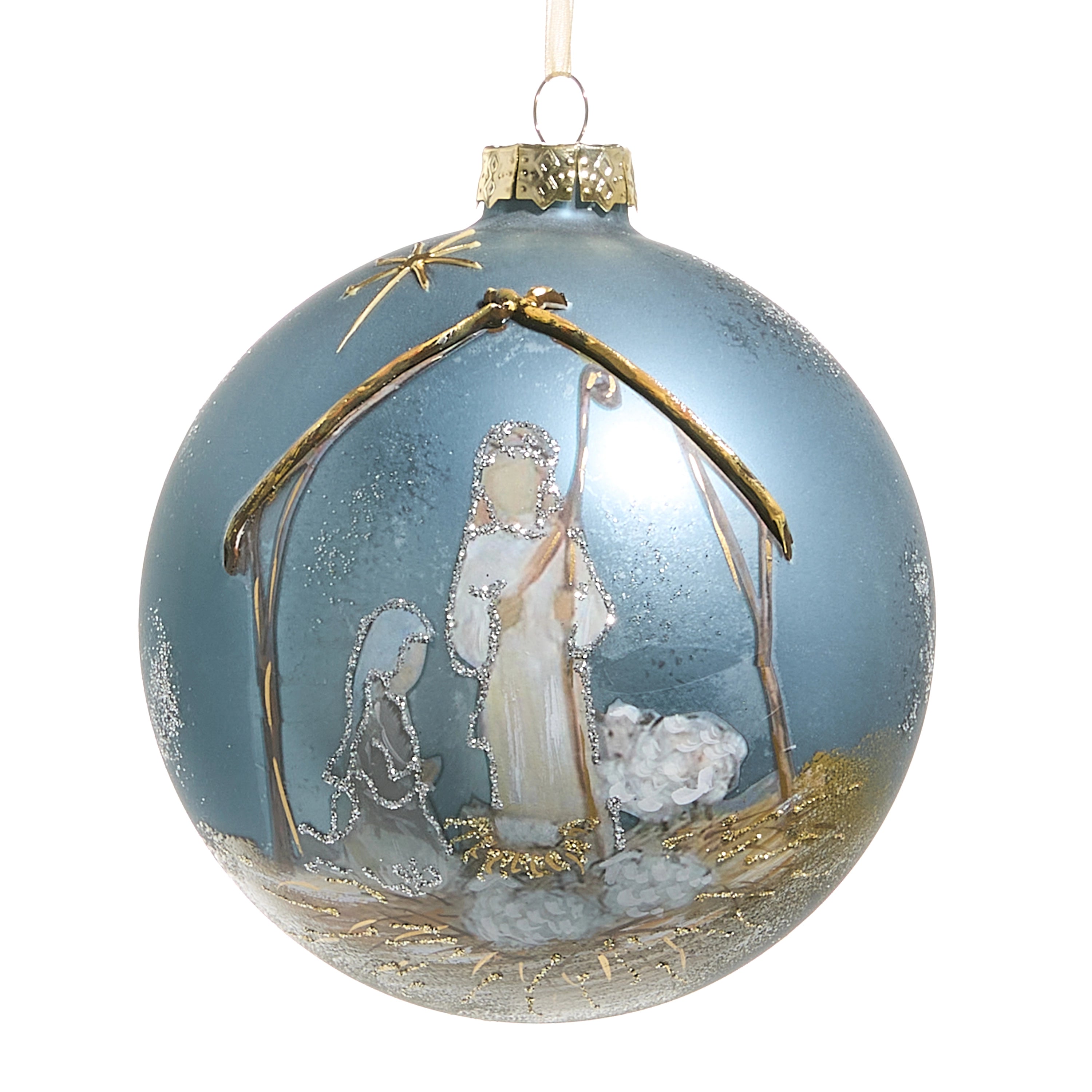 5-Inch Multicolor Glass Nativity Ornament - Holy Night Christmas Decor