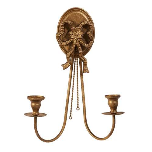 Gold Bow Wall Sconce - 16.5-Inch Candle Decor