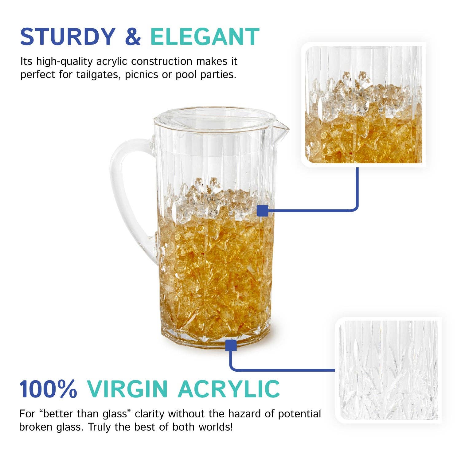 2.5-Liter Acrylic Carved Pitcher - Sangria & Iced Tea Server