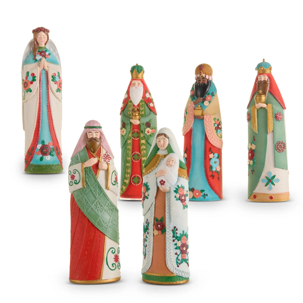 6-Piece Multicolor Resin Nativity Set - 7.5 to 8-Inch Christmas Decor