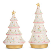 White Dolomite Nutcracker Christmas Trees - Ceramic Holiday Decor | 2 Sizes