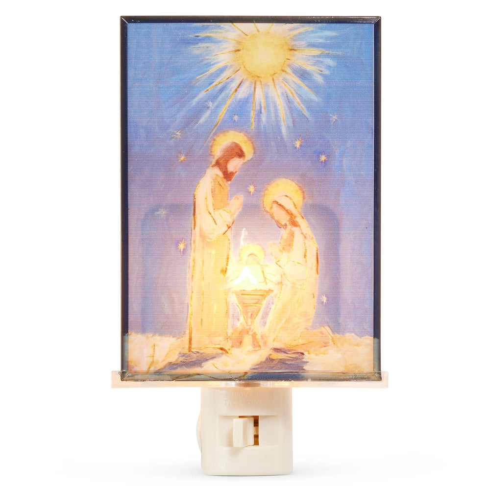 Multicolor Stained Glass Holy Family Night Light - 6-Inch Christmas Decor