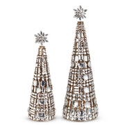 Gold Jeweled Christmas Trees - Plastic & Metal Holiday Decor | 2 Sizes