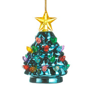 Metallic Blue Lighted Christmas Tree Ornament - 4.5-Inch Battery-Operated Decor