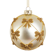 Gold Glass Bow Ball Ornament - Christmas Tree Decor