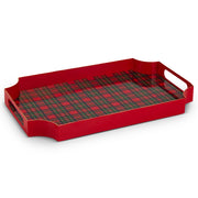 Multicolor Tartan Plaid Iron Decorative Tray - 16" Festive Holiday Home Decor