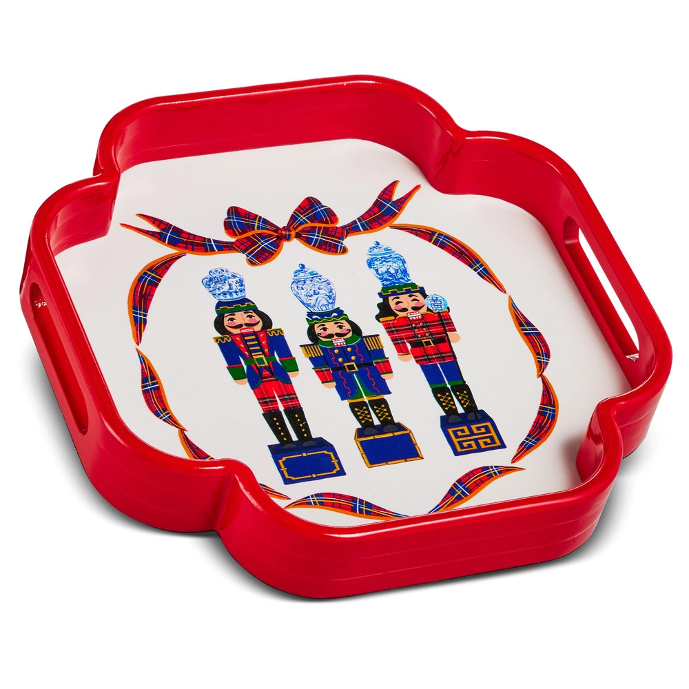 Red Nutcracker Serving Tray - Handcrafted Christmas Decor Holiday Home Accent Gift
