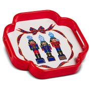 Red Nutcracker Serving Tray - Handcrafted Christmas Decor Holiday Home Accent Gift