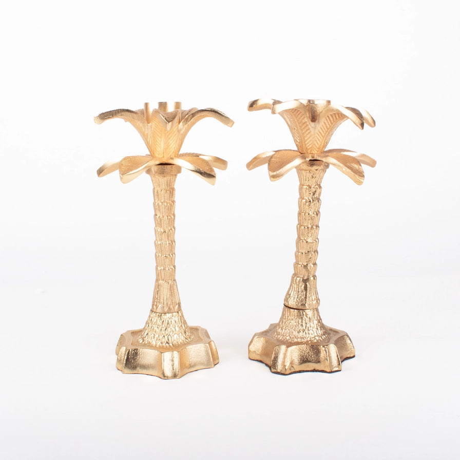 Candlestick - Gold Palm Set