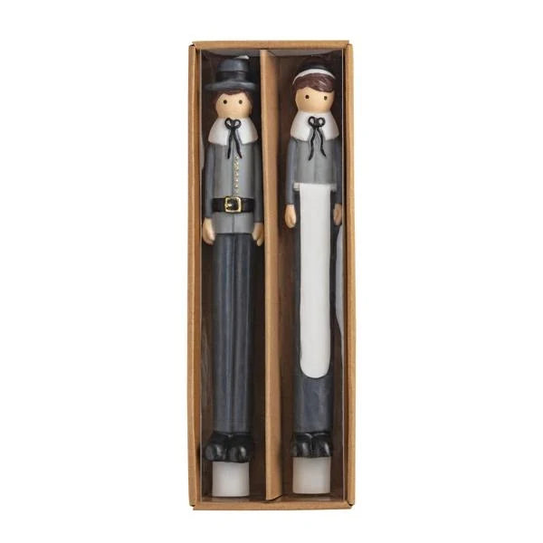 Pilgrim Wax Taper Candles - Set of 2 for Thanksgiving