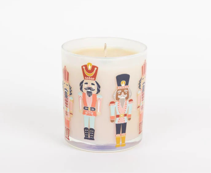 Seasonal - Candle - Sweet Grace - Nutcracker - 9.5 oz. Glass jar with nutcracker design around perimeter 