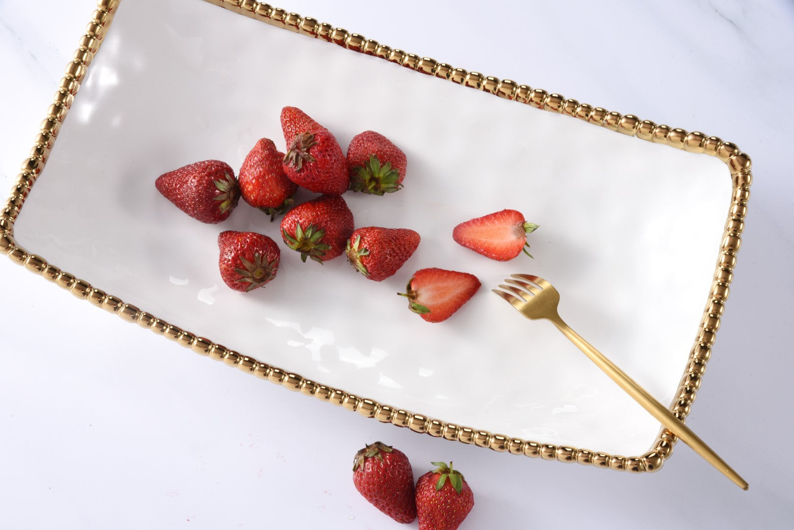Server - Rectangular Deep - White and Gold