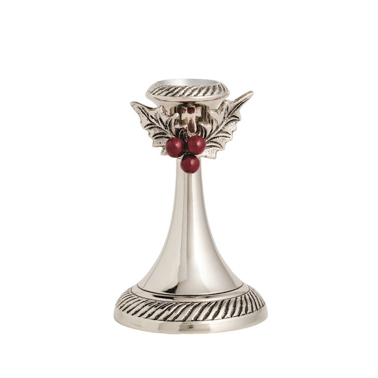 Seasonal - Holly Candlestick - Large - Aluminum 