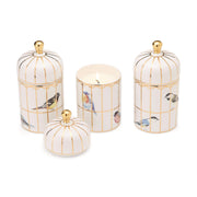 Set of decorative jars with bird illustrations on a white background