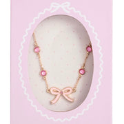 Children - Bow Rhinestone Necklace - Pink
