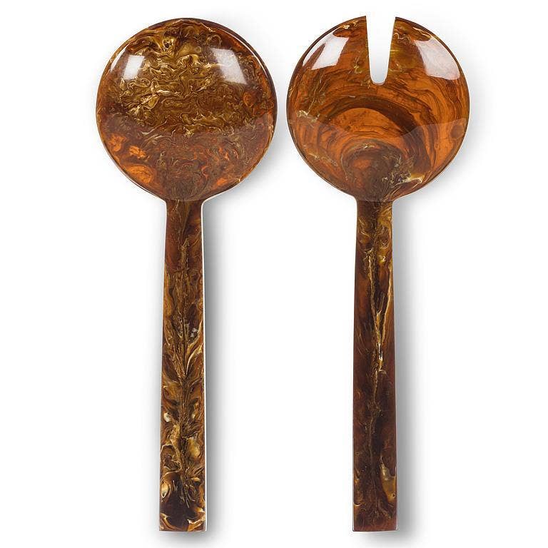 Brown Resin Salad Server - Oversized 11-Inch Serveware