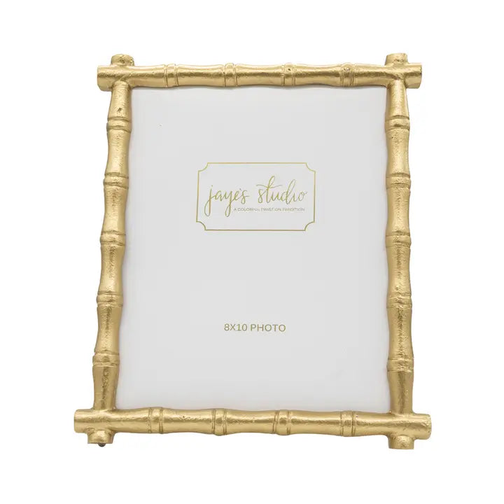 Gold bamboo frame with 'jayes studio' branding on a white background