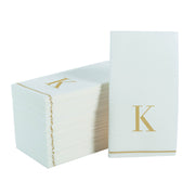 K Gold Monogram Paper Disposable Dinner Napkins | 14 Napkins