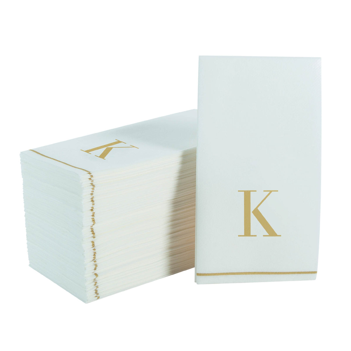 K Gold Monogram Paper Disposable Dinner Napkins | 14 Napkins
