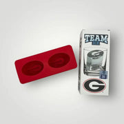 Red ice cube tray and Georgia Bulldogs branded packaging on a white background