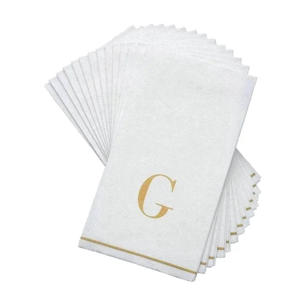 G Gold Monogram Paper Disposable Dinner Napkins| 14 Napkins